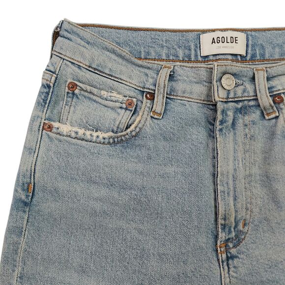 Agolde Merrel Jeans Women 25 Light Blue Cotton Blend Stretch Mid Rise Raw Hem - Picture 3 of 12